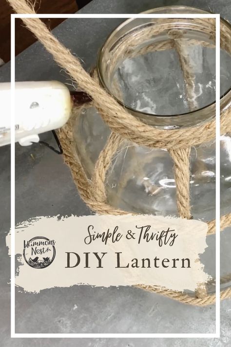 What To Do With Pickle Jars, Nautical Lanterns Diy, Pickle Jar Lanterns Diy, Diy Rope Lantern, Pickle Jar Lanterns, Rope Jars Diy, Gallon Pickle Jar Crafts, Large Mason Jar Crafts, Large Jars Ideas Decorative