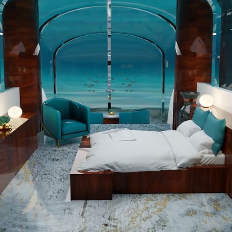 Inspired by the luxurious underwater suites of the Atlantis Hotel in Dubai. Hotel In Dubai, Dubai Hotel, Atlantis, In Dubai, Outdoor Bed, Dubai, Outdoor Furniture, Hotel, Architecture