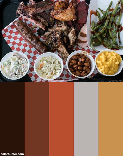 Fat+Casual+Bbq+At+Graffiti+Color+Scheme Meat Color Palette, Bbq Color Palette, Restaurant Color Palette, Food Color Palette, Restaurant Graphics, Logo Color Schemes, Logo Design Color Palette, Turkish Restaurant, Grill Restaurant