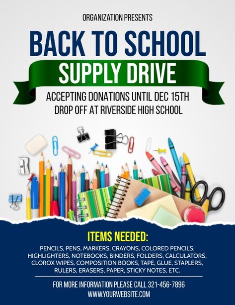 School Flyer Design Templates, Back To School Flyer Design, School Campaign Ideas, Back To School Campaign, School Donations, Back To School Flyer, School Supply Drive, School Flyer, Promote Small Business