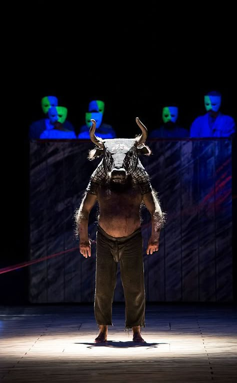 The Minotaur ROH Alison Chitty Minotaur Costume, Bull Costume, Bull Mask, Percy Jackson Musical, Puppet Costume, The Royal Opera House, Man Beast, Royal Opera House, The Lightning Thief