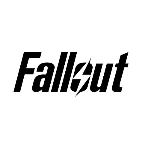 It says Fallout in a generic print font that’s italicized, it’s in black with the background white, and the O has a lightning shape in the center instead of a circle. Fallout Wallpaper Pc, All Blacks Logo, Fallout Logo, Fallout 4 Wallpapers, Fallout Tattoo, Fallout Wallpaper, Vault 111, Journal Background, Phone Wallpapers Vintage