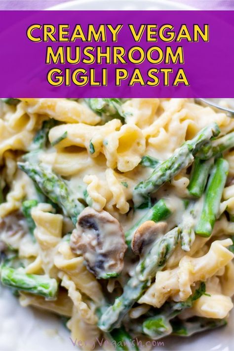 Creamy Cauliflower Sauce, Mushroom Pasta Sauce, Cauliflower Sauce, Mushroom Recipes Pasta, Creamy Asparagus, Asparagus And Mushrooms, Creamy Mushroom Pasta, Asparagus Pasta, Plant Based Dinner