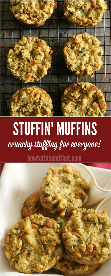 stuffing muffins Stove Top Stuffing Muffins, Holiday Cooking Thanksgiving, Stuffin Muffins, Crunchy Stuffing, Holiday Cooking Christmas, Stove Top Stuffing Recipes, Stuffing Muffins, Quick Muffins, Cooking Desserts