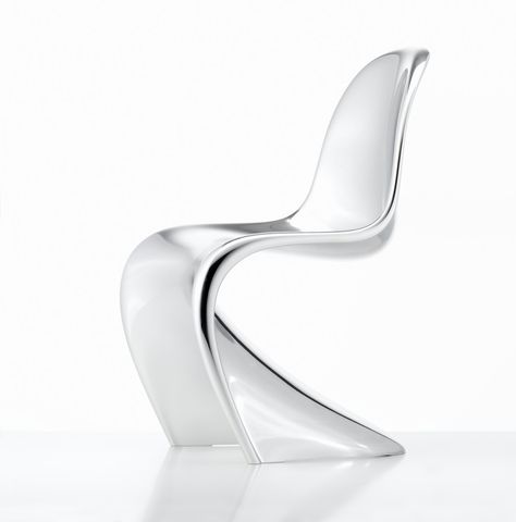 And a glow-in-the dark model is coming too. Vitra Furniture, Vitra Chair, Chrome Chair, Panton Chair, Iconic Chairs, Wine House, Danish Furniture Design, Conran Shop, Verner Panton