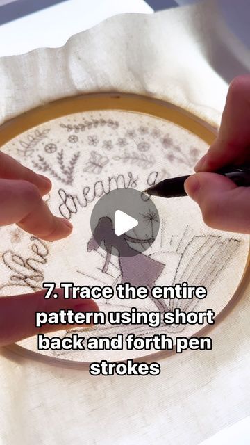 Laine Irene on Instagram: "How to: trace to transfer embroidery patterns! 

If you need links to the light pad or pens I use in this video just let me know and I’ll DM them to you! I’ll post them in stories too 😉
.
.
.
#embroiderypattern #modernembroidery #tutorials #howto #tracing" How To Trace Embroidery Patterns, Embroidery Pen, Modern Embroidery, Punch Needle, Let Me Know, Crafty Ideas, The Light, Embroidery Patterns, Embroidery Designs