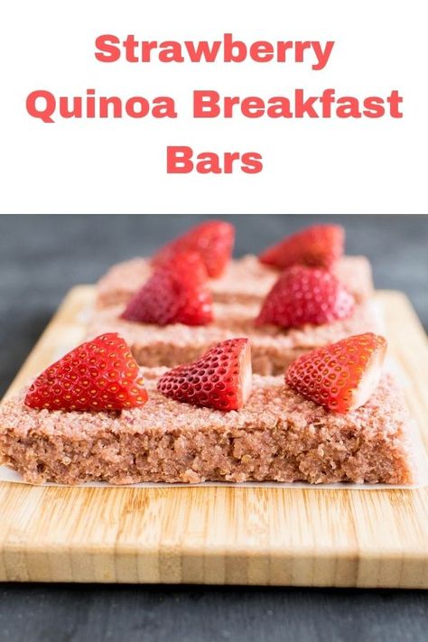 These vegan and gluten free nutritious Strawberry Quinoa Breakfast Bars are an absolute delight. It’s the prefect grab and go breakfast and serves well as a snack for those odd hours | kiipfit.com Strawberry Quinoa, Vegan Quinoa Recipes, Quinoa Breakfast Bars, Quinoa Bars, Strawberry Breakfast, Healthy Honey, Vegan Quinoa, Quinoa Breakfast, Grab And Go Breakfast