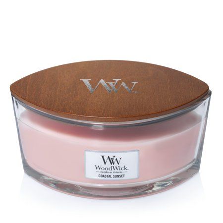 WoodWick Ellipse Candle, Coastal Sunset Ellipse Shape, Coastal Sunset, Pink Candle, Ocean Air, Wood Wick Candles, Calming Scents, Pink Candles, Wooden Wick, Fragrance Diffuser