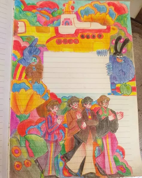 The Beatles Yellow Submarine Art, Yellow Submarine Fanart, The Beatles Drawing, Album Drawings, Beatles Crafts, The Beatles Art, Yellow Submarine Art, Beatles Drawing, Beatles Fan Art