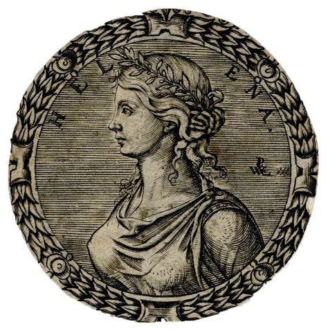 Bust portrait of Helen of Troy, Pierre Woeiriot, 1555-1562. Helena Of Troy, Helen Of Sparta, A Thousand Ships, Ancient Troy, Ancient Greece Art, Bust Portrait, Helen Of Troy, Daughter Of Zeus, Ancient Mythology