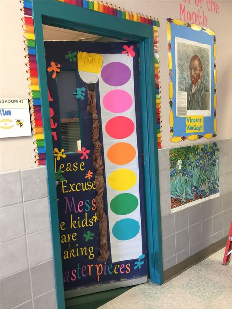 Art Classroom Door Paint Pallet Classroom Door, Art Classroom Door, August Colors, Color Lessons, Vbs Themes, Summer Camp Crafts, Classroom Doors, Camp Crafts, Art Classroom Decor