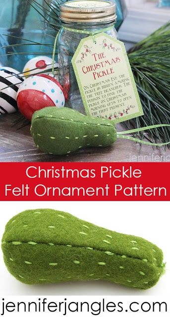 DIY Holiday Project Round Up Jennifer Jangles, Christmas Pickle Ornament, Pickle Ornament, Christmas Pickle, Felt Ornaments Patterns, Holiday Diy Projects, Fabric Crafts Diy, Wool Felt Projects, Sew Projects