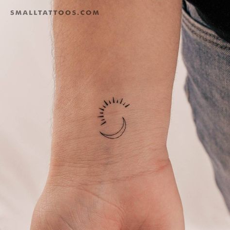 Little sun and moon temporary tattoo located on the The Moon And Sun Tattoo, Freya Tattoos, Sun And Moon Tattoos, Eclipse Tattoo, Moon Star Tattoo, Strong Tattoos, Moon Sun Tattoo, Moon Tattoos, Matching Sister Tattoos