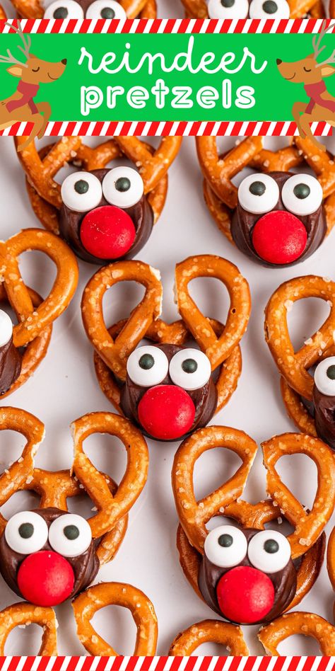 Turn simple ingredients into magical reindeer pretzels. Perfect for holiday gatherings, these snacks bring smiles and festivity. You can get the kids involved. Salty Christmas Snacks For Kids Party, Reindeer Pretzels, Colorful Snacks, Rolo Pretzel, Rainbow Popsicles, Rolo Pretzels, Christmas Party Snacks, Homemade Gummies, Christmas Party Treats