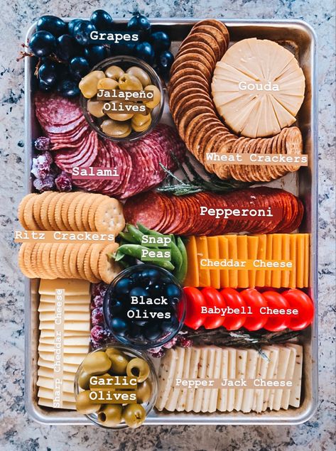 Very Simple Charcuterie Board, Easy Charcuterie Boards Ideas, Meet And Cheese Charcuterie Board, Cheese Cracker Charcuterie Board, Sheet Pan Charcuterie Board, Meat And Cracker Charcuterie Board, Simple Meat And Cheese Charcuterie Board, Easy Cheese Tray, Meat Cheese And Veggie Charcuterie Board