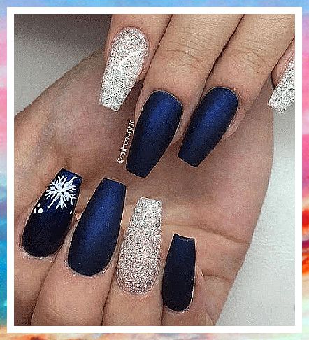 Pretty Christmas Nails - Found what you love? - Shop for the collection now, Click for more awesome inspirations. Dark Blue Winter Nail Designs, Navy Blue Nails With Snowflakes, Winter Nails Navy Blue, Christmas Nails Navy, Navy Winter Nails, Royal Blue Christmas Nails, Navy Blue Christmas Nails, Navy Blue Winter Nails, Dark Blue Christmas Nails