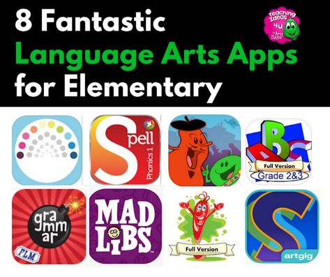 8 Fantastic Language Arts Apps for Elementary Students What Is Language, Homeschool Websites, Elementary Os, Grammar Games, Study Techniques, Language Art, Art Apps, Learning Apps, Middle School English