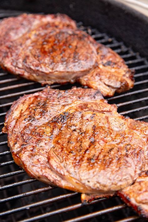 BBQ Ribeye Steaks with amazing flavor and perfect texture. This simple grilled ribeye steak recipe results in perfect steaks every time. Rib Eye Steak Recipes Grilled, Ribeye Recipes, Eye Steak Recipes, Grilled Ribeye Steak Recipes, Steak Recipes Grilled, Rib Eye Steaks, Paleo Entrees, Keto Entrees, Boneless Ribeye Steak