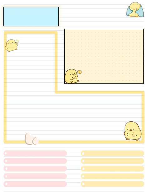 Chick Note Template  - Notability Gallery Cute Notebook Page Template, Mc Template, Page Templates For Samsung Notes, Notebook Page Template, Notes Template Aesthetic, Good Note Stickers, Note Paper Cute, Printable Notes Templates, Notebook Paper Template