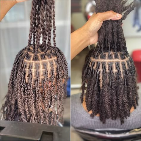 Two Strand Twist Starter Locs Budding, Two Strand Starter Locs Journey, 4c Hair Starter Locs, Two Strand Twist Natural Hair Locks, 3 Month Starter Locs 2 Strand, Hairstyle For Starter Locs, Starter Loc Sizes 4c, Twist Locs Starter, Medium Coil Starter Locs