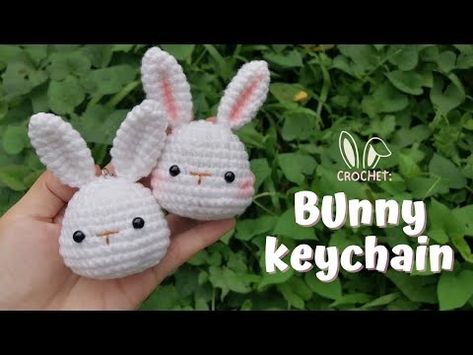 Crochet Bunny Keychain Pattern, Crochet Rabbit Keychain Free Pattern, Crochet Free Patterns Amigurumi Keychains, Bunny Keychain Crochet Pattern Free, Crochet Rabbit Keychain, Bunny Crochet Keychain, Animal Keychain Crochet, Crotchet Keychains, Rabbit Crochet Pattern Free