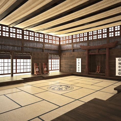 Dojo Aesthetic, Dojo Interior, Japanese Mansion, Japanese Dojo, Dojo Design, Dojo Ideas, Karate Dojo, Japanese Home Design, Japanese Shrine