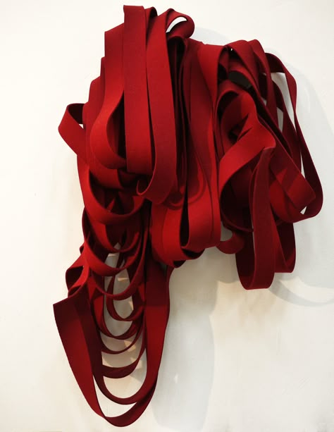 Soft Felt Sculptures - Bianca Pratorius Portfolio Ribbon Installation, Japanese Silhouette, Fashion Design Projects, Year End Party, Red Sculpture, Fabric Sculpture, Stem Design, Pixels Art, Research Board