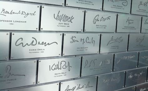 Signature Wall At Rock And Roll Hall Of Fame Fame Ideas, Donor Plaques, Donor Recognition Wall, Signature Wall, Interactive Kiosks, Rock And Roll Music, Donor Wall, Donor Recognition, Skateboard Pictures