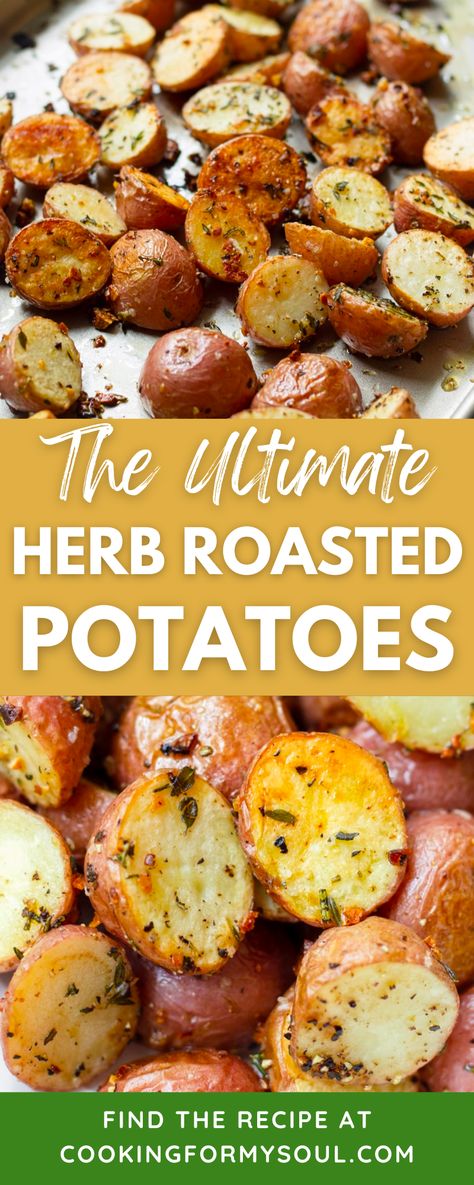 Thanksgiving Roasted Potatoes, Thyme Potatoes, Herb Potatoes Baked, Potato Seasoning Roasted, Rosemary And Thyme Recipes, Recipes Using Rosemary, New Potatoes Recipes Roasted, Garlic Herb Roasted Vegetables, Recipes With Thyme