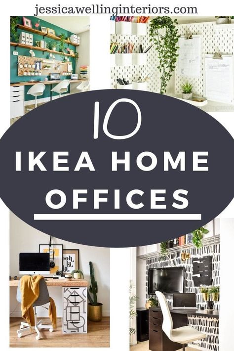 These stylish modern home offices are full of inexpensive Ikea furniture- but they don't look cheap! From Ikea hacks, to organization and storage solutions. Ikea Office Inspiration, Modern Craft Room, Ikea Office Ideas, Ikea Office Hack, Home Office Solutions, Small Office Storage, Ikea Office Furniture, Room Setup Ideas, Ikea Office Desk