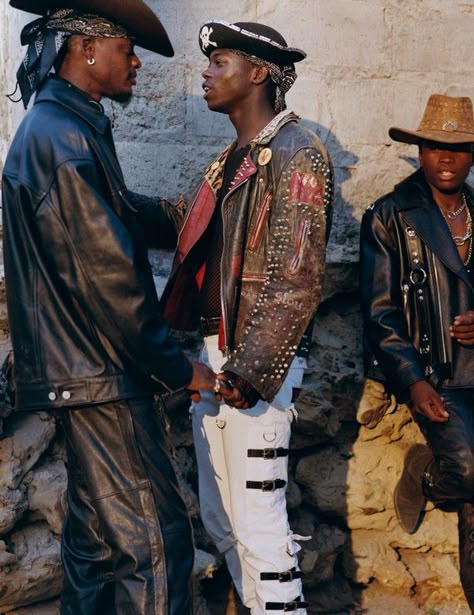 Photographs of MaRock, Botswana's heavy metal fans in their Wild West and punk cowboy fashions Punk Cowboy, Boyfriend Outfit, Urban Cowboy, Leather Coats, Black Cowboy, Rodeo Cowboy, Fashion Culture, Baby Cowboy, Just Style