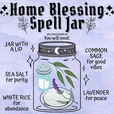 Home Blessing Spell, Magic Cristal, Content Graphic Design, Cleansing House, Banishing Negative Energy, Blessing Spell, Magic Altar, Blessings Jar, Witches Jar