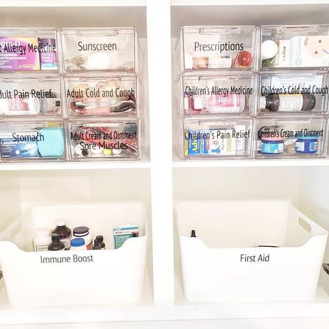 In Order to Succeed® on Instagram: “Bathroom medicine cabinets when well organized into categories, contained and labeled make it simple for families to maintain the tidy and…” Medicine Closet, Organized Medicine, Bathroom Medicine Cabinets, Medicine Cabinet Organization, Instagram Bathroom, Clear Storage Bins, Clear Bins, Medicine Organization, Bath Organization