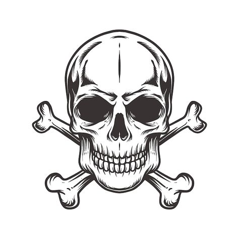 Vector skull with cross bone in vintage ... | Premium Vector #Freepik #vector #sign #danger #black #death Bone Drawing, Cross Drawing, How To Draw Ears, Chicano Style Tattoo, White Zombie, Masonic Lodge, Chicano Style, Blue Sky Background, Symbol Tattoos