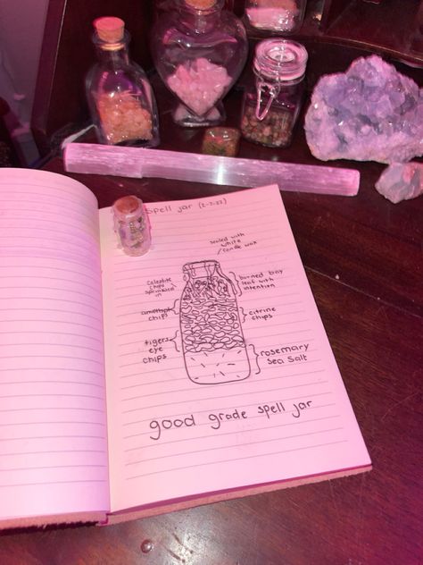 Good Grade Spell Jar, Good Grade Spell, Good Grades Spell Jar, Grades Spell, Great Grades, Crystals Spirituality, Spell Jar, Witch Spell Book, Spiritual Crystals