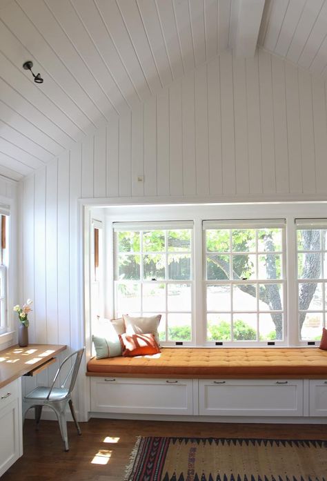 Tongue And Groove Walls Living Room, Floor To Ceiling Beadboard, Dormer Ideas, White Beadboard, Bead Board Walls, Tongue And Groove Ceiling, Beadboard Ceiling, V Groove, The Architect