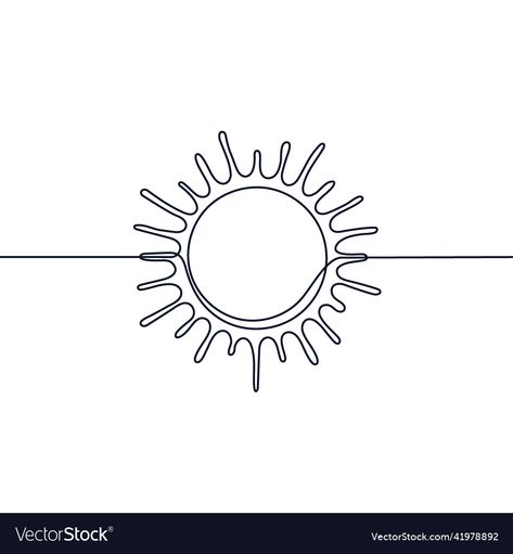 Sunrise Line Art, Sun Minimalist Drawing, Summer Line Drawing, Ray Of Light Tattoo, Continuous Line Drawing Tattoo, Sunset Line Drawing, Sun Line Drawing, Sunset Line Art, Sun Line Art