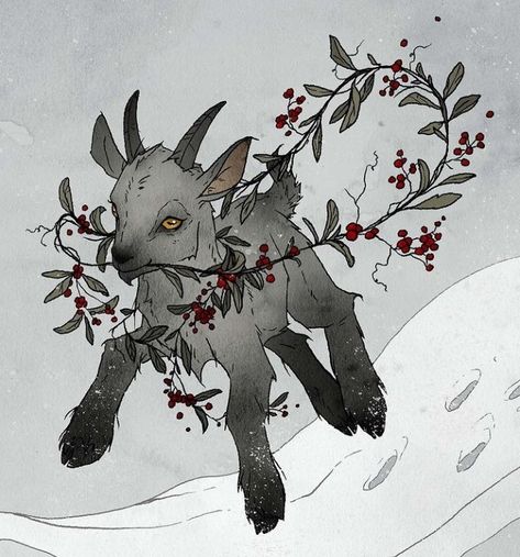 Yule Art, Happy Yule, Abigail Larson, Yule Goat, Goat Art, Creepy Christmas, Cute Goats, Rabbit Art, An Animal