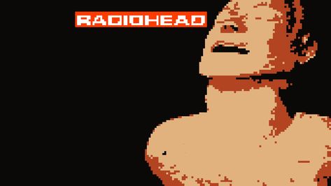 Album Covers Radiohead, Radiohead Laptop Wallpaper, Wallpaper Album Covers, Music Pixel Art, Album Covers Music, Radiohead Albums, Pink Floyd Wallpaper, Ok Computer, Bamboo Shelf