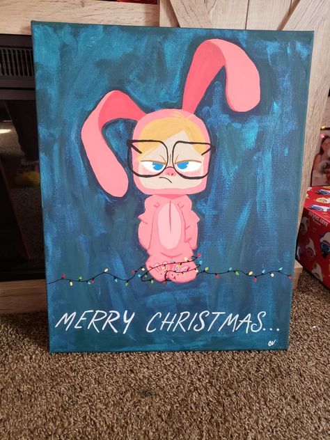 A Christmas Story Canvas Painting, A Christmas Story Drawing, A Christmas Story Painting, Cartoon Christmas Painting, Painting Ideas Easy Simple Christmas, Funny Christmas Window Painting, Disney Christmas Paintings On Canvas, Funny Christmas Paintings, Easy Santa Painting