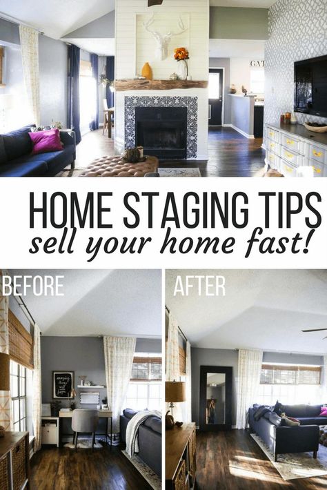 Ideas for how to stage your home to sell quickly. Free home staging tips on a budget and before and after photos of home staging. Stage Your Home To Sell, Staging Ideas, Home Staging Tips, Sell My House, Sell Your House Fast, Home Selling Tips, Selling Your House, After Photos, Basement Remodeling