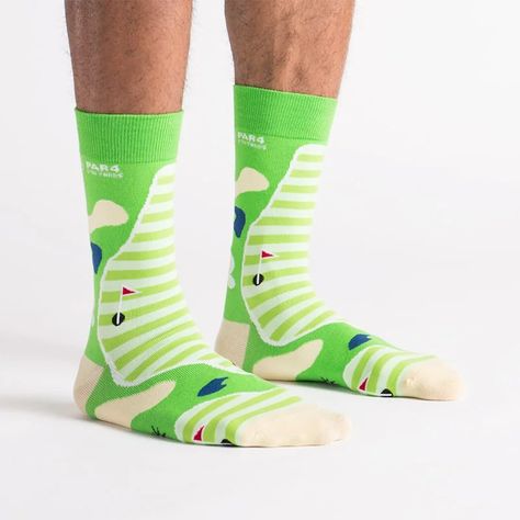 Men's Crew: Par 4 | Good Crowd // Good gifts for great people Traditional Socks, Mens Novelty Socks, Golf Socks, Blue Q, Mens Crew Socks, Sock Game, Crew Sock, Hole In One, Craft Bags