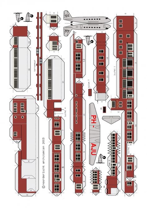 Schipholgebouw 1928 Paper Models House, Cardboard Box Houses, Paper House Template, Paper Airplane Models, Wallpaper Crafts, Paper Aircraft, Free Paper Models, Cardboard Model, Paper Cutouts