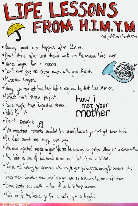 Life Lessons From "How I Met Your Mother" - Good rule of thumb for college and beyond: "Nothing good EVER happens after 2a.m.!" How Met Your Mother, Alyson Hannigan, How I Met Your Mother, I Meet You, E Card, Life Humor, Dylan O'brien, Pulp Fiction, Brad Pitt