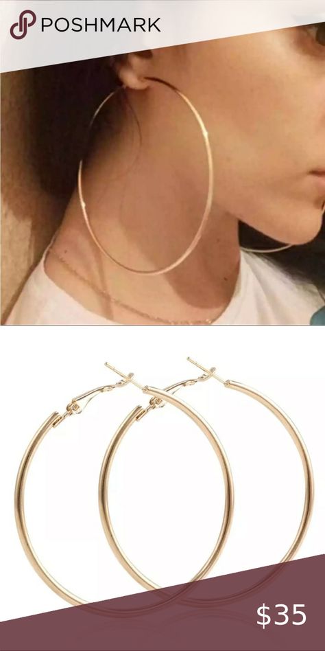 New Yellow Gold Plated Big Smooth Circle Simple Party Round Hoop Earrings Long Circle Earrings, Gold Earing, Making Waves, Circle Earrings, Beauty Lifestyle, Trending Now, Shop Earrings, Latest Fashion Trends, Gold Earrings