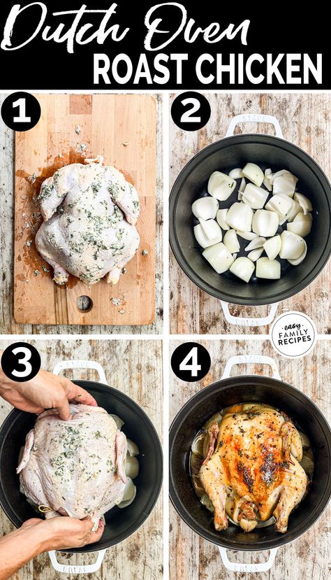 Dutch Oven Whole Chicken Recipes, Dutch Oven Roast, Best Whole Chicken Recipe, Roasted Chicken Whole, Oven Roast Chicken, Dutch Oven Whole Chicken, Recipe Dutch Oven, Hen Recipes, Dutch Oven Roast Chicken