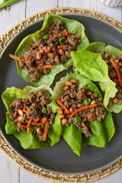 Ground Beef Lettuce Wraps 6 Tofu Lettuce Wraps, Thai Lettuce Wraps, Beef Lettuce Wraps, Western Colorado, Healthy Ground Beef, Homemade Coleslaw, Lettuce Wrap Recipes, Healthy Beef, Lettuce Wrap