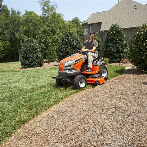 A Husqvarna Garden Tractor lets you multitask with control Best Riding Lawn Mower, Lawn Care Tips, Home Comfort, Riding Lawn Mowers, New Garden, Garden Tractor, Lawn Tractor, Yard Work, Useful Tips