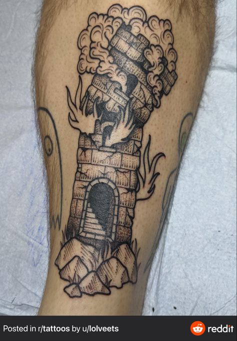 Tower Tarot Tattoo, The Tower Tarot Card, The Tower Tarot, Tarot Tattoo, Tarot Card Tattoo, Card Tattoo, The Tower, Back Tattoo, Tarot Card