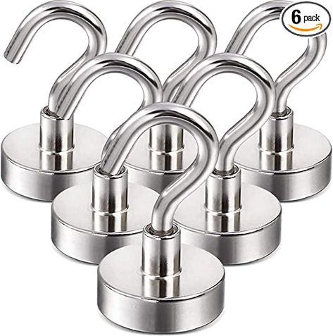 DIYMAG Magnetic Hooks, 25Lbs Strong Heavy Duty Cruise Magnet S-Hooks for Classroom, Fridge, Hanging, Cabins, Grill, Kitchen, Garage, Workplace and Office etc, (6 Pack-Silver),Screw in Hooks Classroom Fridge, Storage Hooks & Racks, Magnetic Hooks, Cruise Essentials, Utility Hooks, Rare Earth Magnets, Neodymium Magnets, Hanging Hooks, Metal Hooks